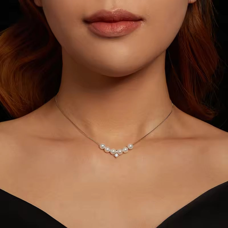Moissanite Shell Pearl Clavicle Necklace