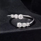 Sterling Silver Six-Stone Open Bypass Ring