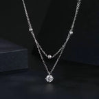Double Layered Moissanite Pendant Necklace