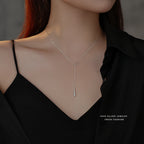 Minimalist Water Drop Y-Necklace with Fringe Accent
