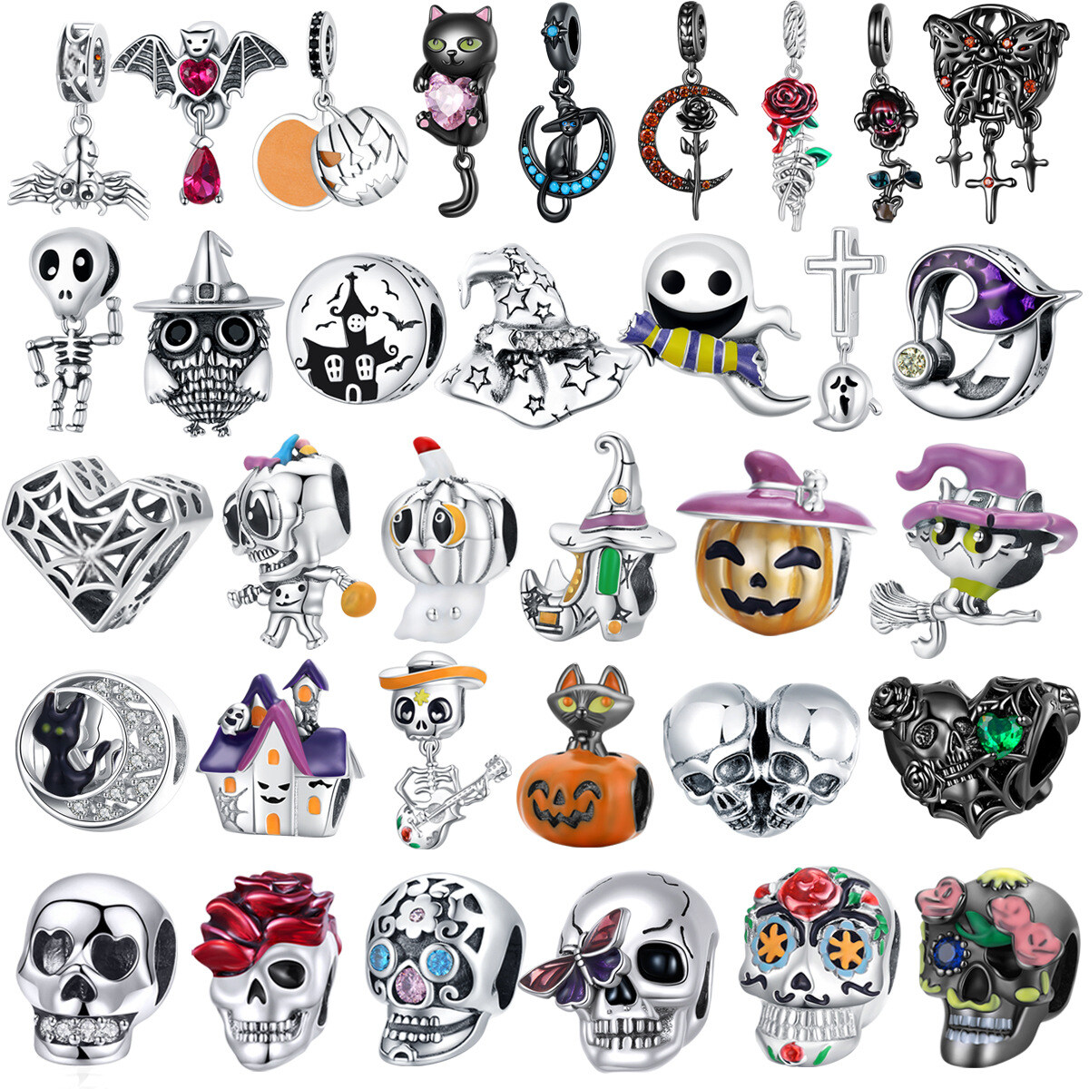 Sterling Silver Halloween Charm Bead Collection