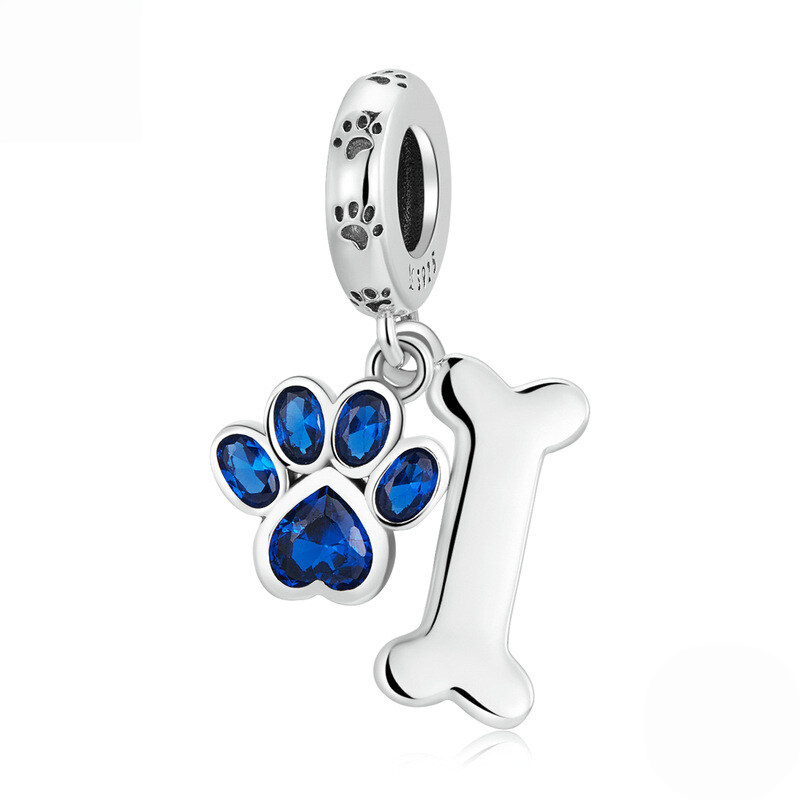Sterling Silver Pet Paw Print Charm Bead Collection