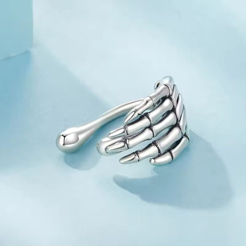 Sterling Silver Skull Ear Cuff for Women – Gothic Multi-Layer Non-Piercing Design