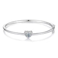 Sterling Silver Cubic Zirconia Heart Halo Bangle Bracelet