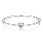 Sterling Silver Cubic Zirconia Heart Halo Bangle Bracelet