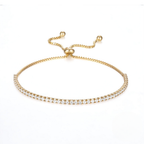 Gold Plated Sterling Silver Adjustable Cubic Zirconia Tennis Bracelet