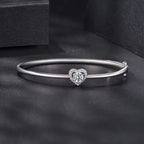 Sterling Silver Cubic Zirconia Heart Halo Bangle Bracelet