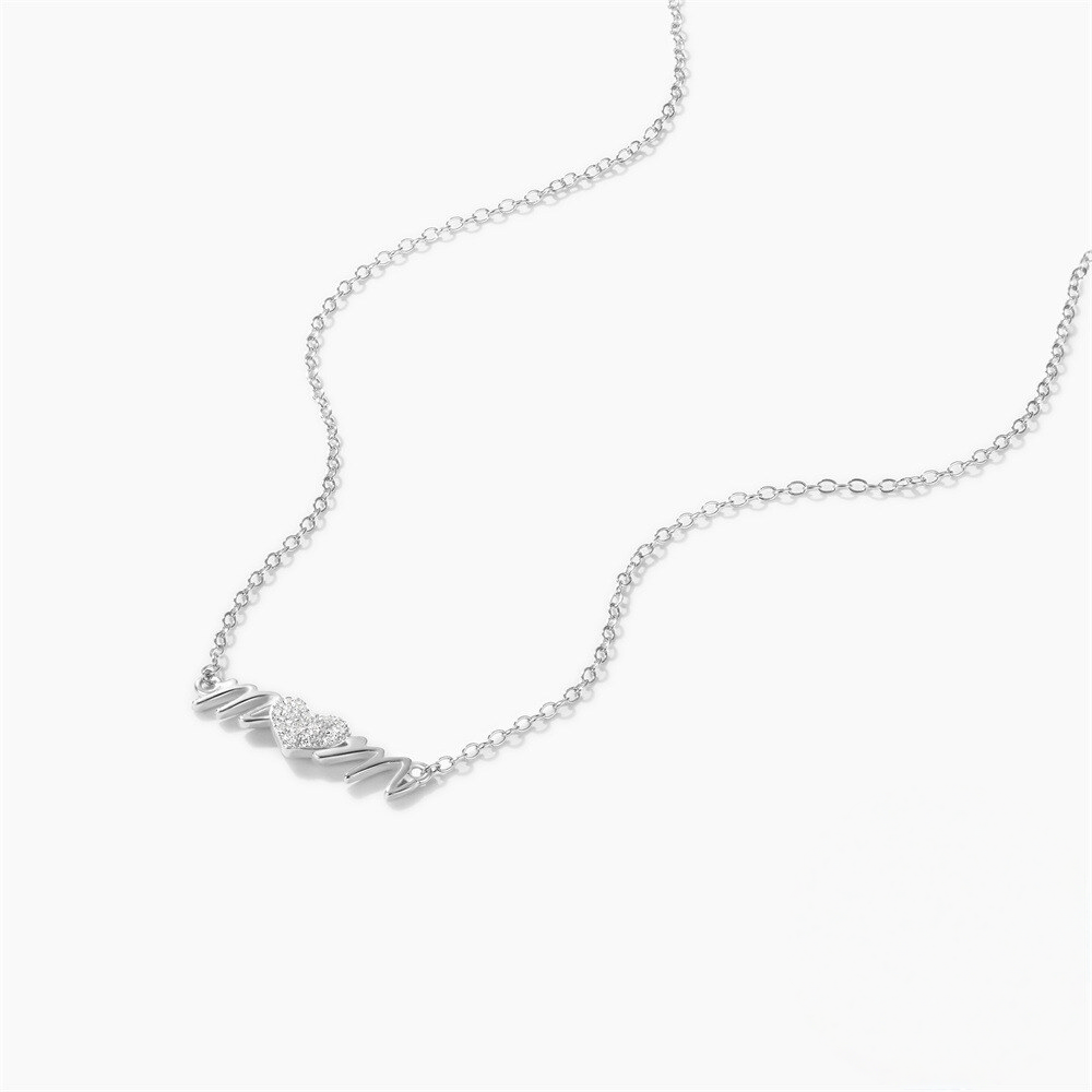 Sterling Silver “MOM” Heart Choker Necklace – Crystal Mother’s Day Gift