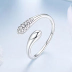 Sterling Silver Adjustable Teardrop CZ Bypass Ring