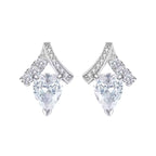 Sterling Silver Pear-Cut Zircon Geometric Stud Earrings