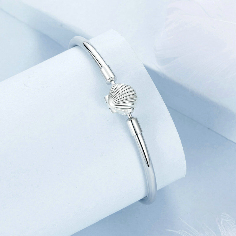 Sterling Silver Scallop Shell Bangle Bracelet