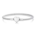 Sterling Silver Polished Heart Popcorn Mesh Bracelet
