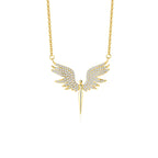 Angel Wing Pendant Necklace with Zircon Sparkle