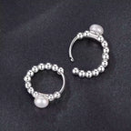 Sterling Silver Pearl Huggie Hoop Earrings