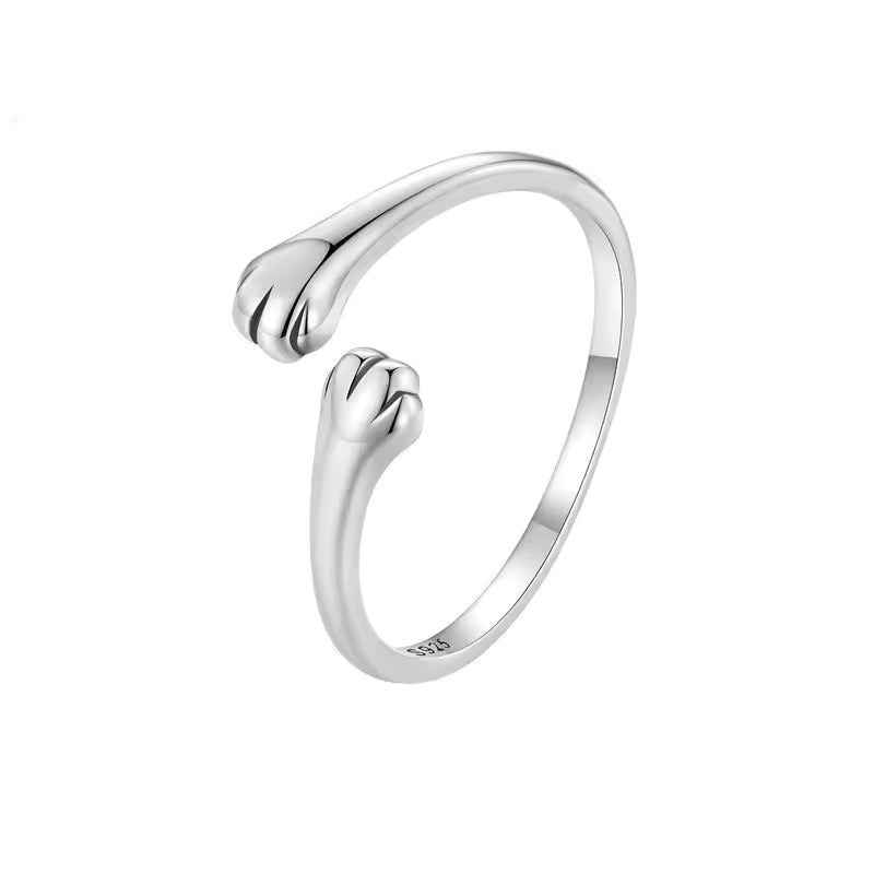 Sterling Silver Adjustable Cat Paw Ring
