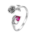 Sterling Silver Gothic Rose Skeleton Hand Ring