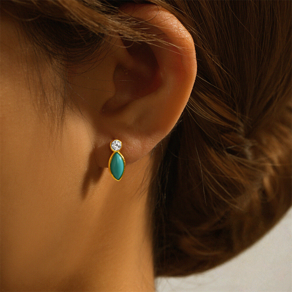 Sterling Silver Turquoise and Cubic Zirconia Jewellery Set – Gold-Plated 3-Piece Set