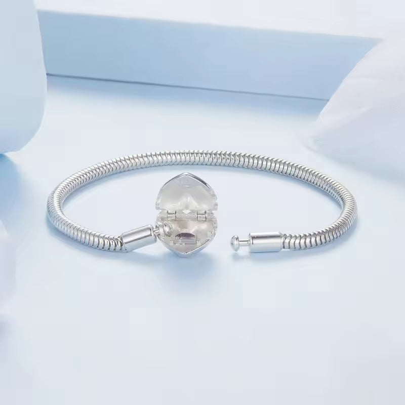 Sterling Silver Star Heart Snake Chain Bracelet