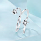 Sterling Silver Adjustable Toi et Moi Star Ring