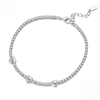 Sterling Silver Cubic Zirconia Heart Tennis Bracelet