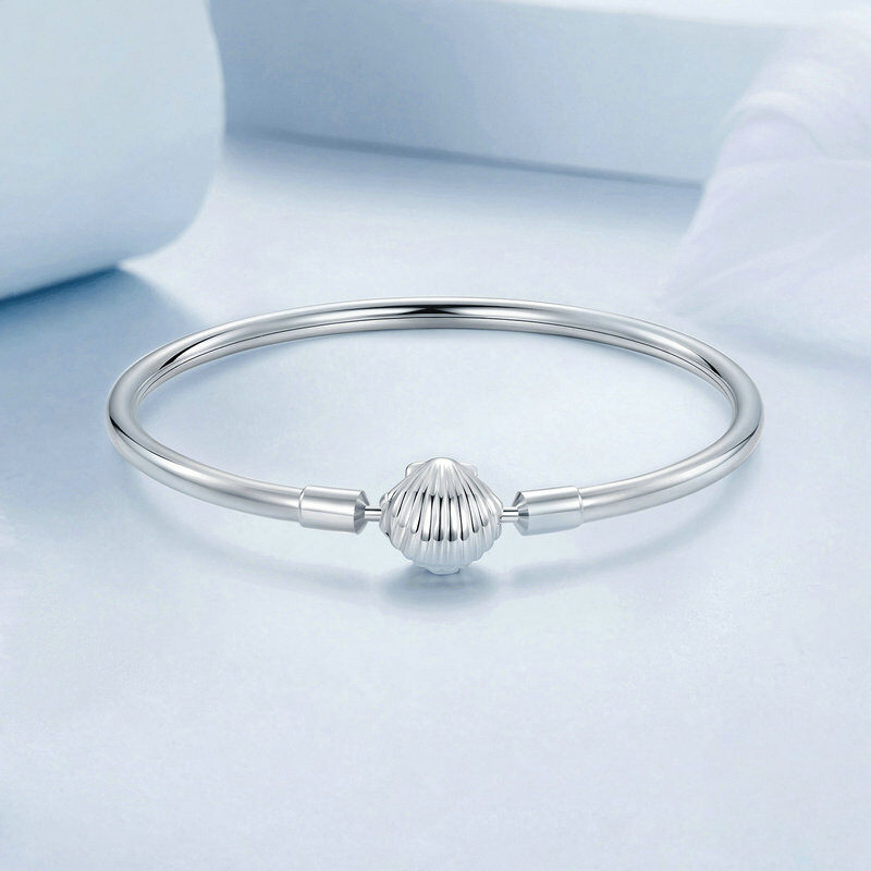 Sterling Silver Scallop Shell Bangle Bracelet