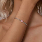 Sterling Silver Pink Heart Tennis Bracelet