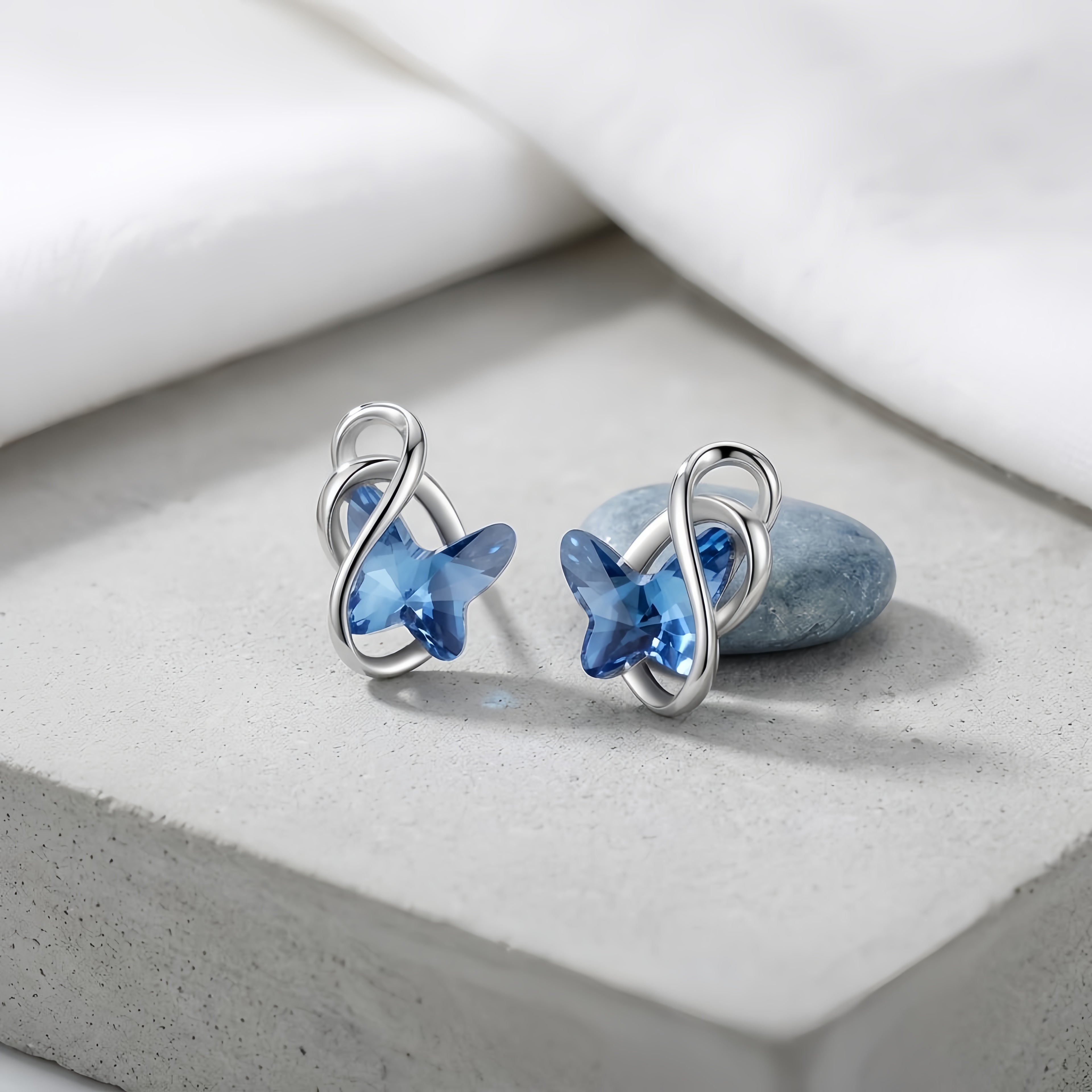 Infinity Blue Butterfly Earrings
