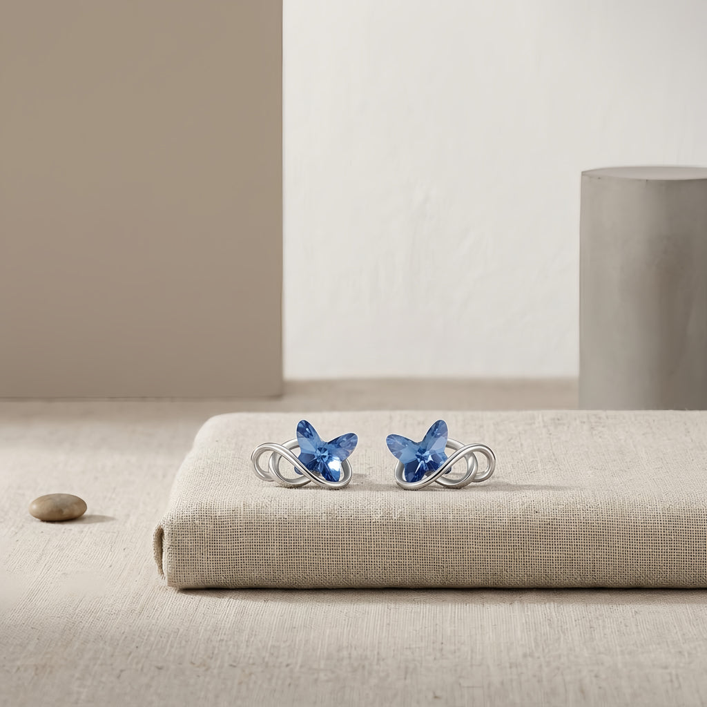 Infinity Blue Butterfly Earrings