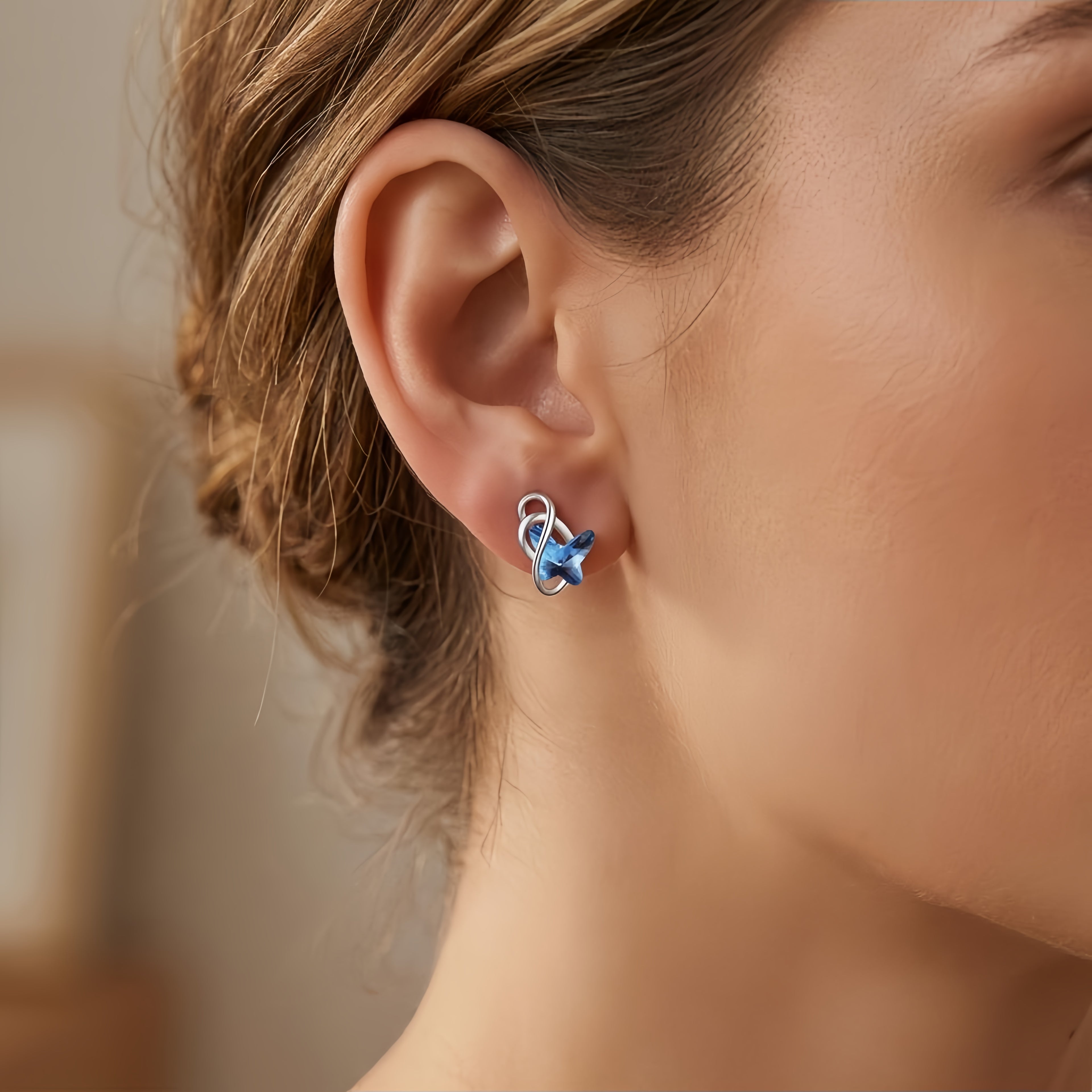 Infinity Blue Butterfly Earrings