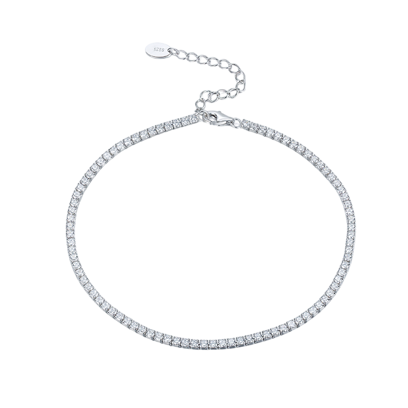 Sterling Silver Cubic Zirconia Tennis Anklet