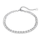 Sterling Silver Double Layer Disc Anklet