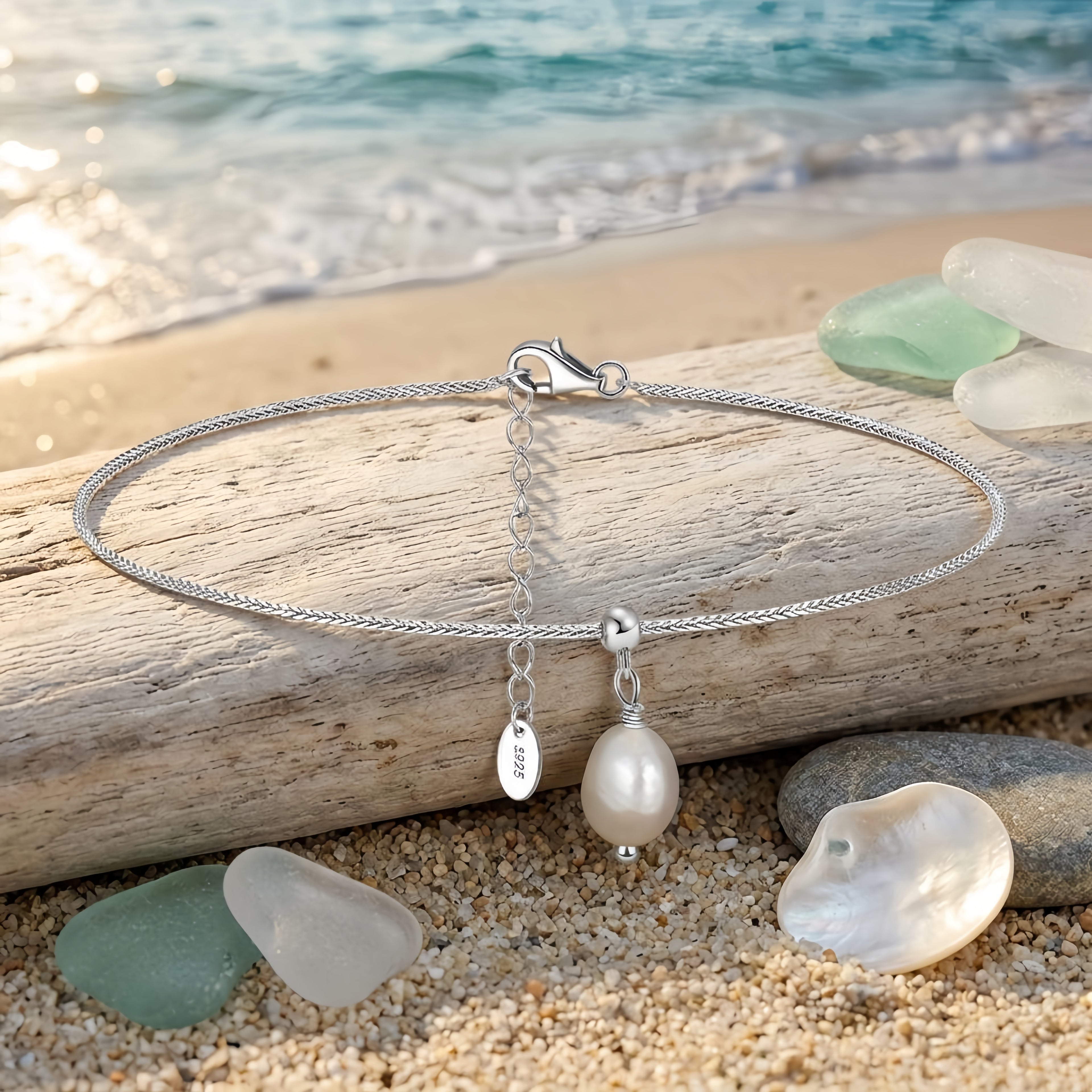 Elegant Pearl Drop Adjustable Ankle Bracelet