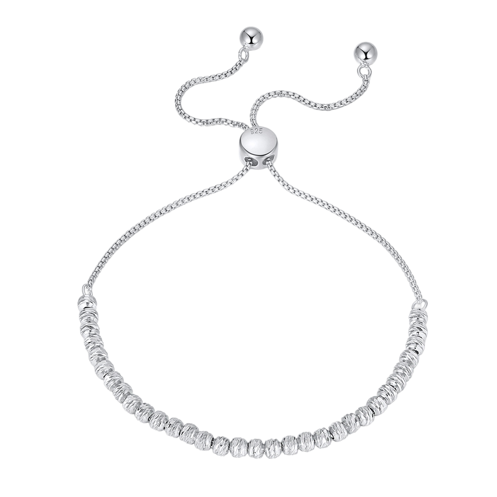 Sterling Silver Adjustable Sparkle Bead Bolo Bracelet