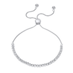 Sterling Silver Adjustable Sparkle Bead Bolo Bracelet
