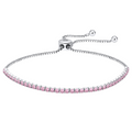Sterling Silver Pink Cubic Zirconia Tennis Bracelet
