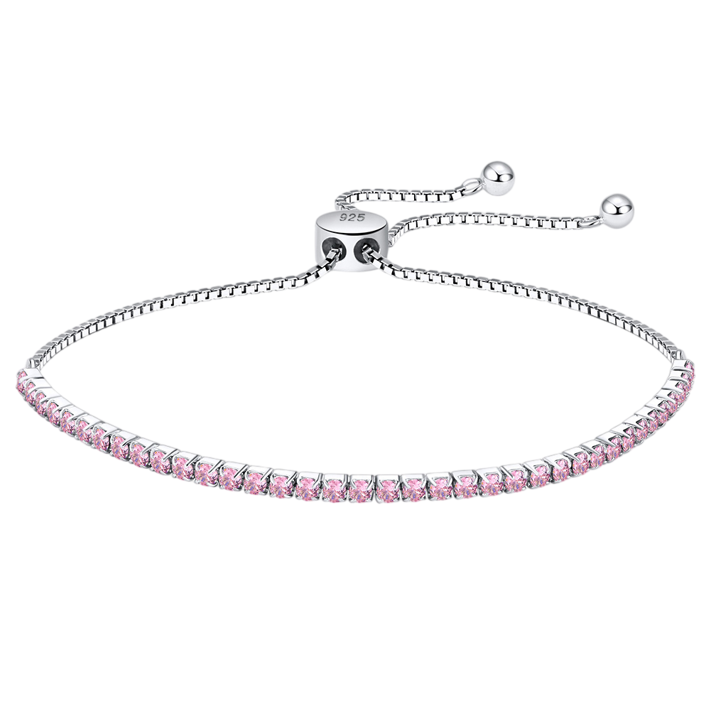 Sterling Silver Pink Cubic Zirconia Tennis Bracelet