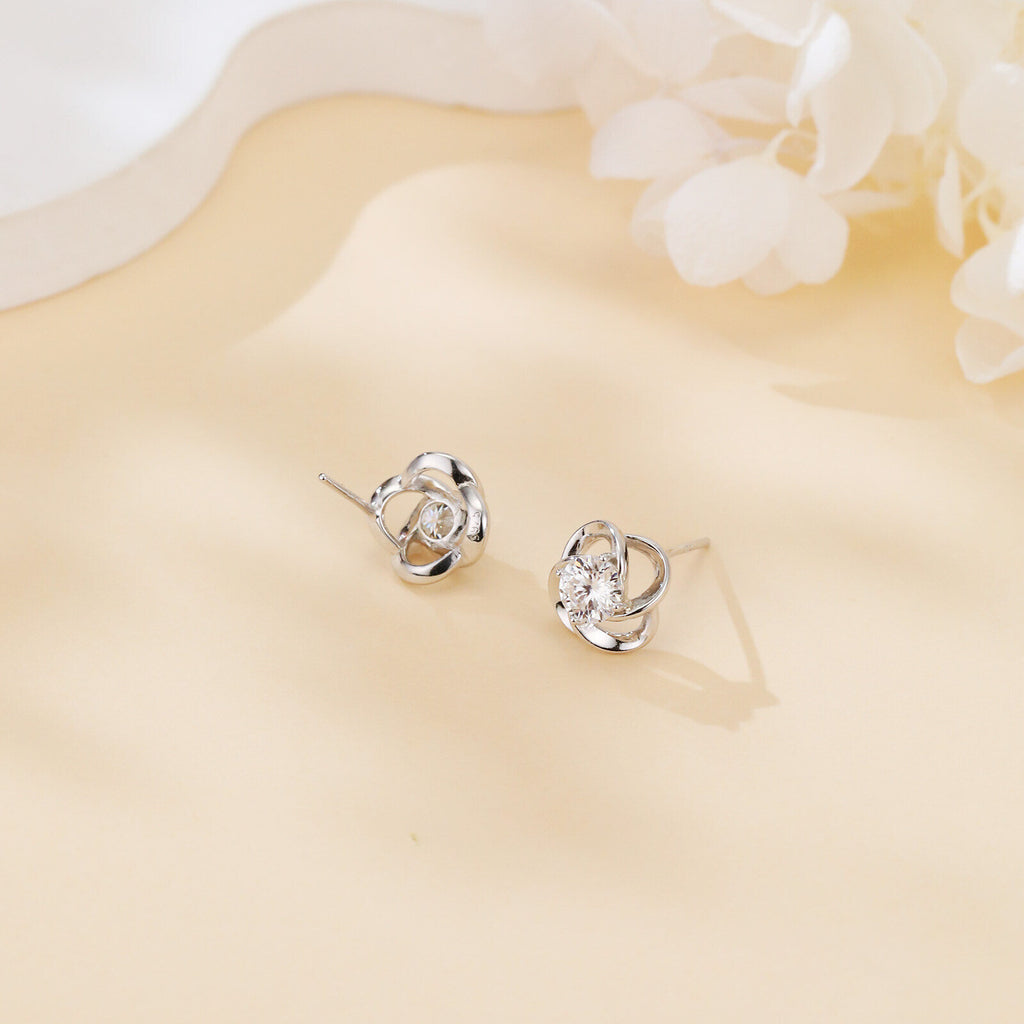 Elegant Floral Moissanite Stud Earrings