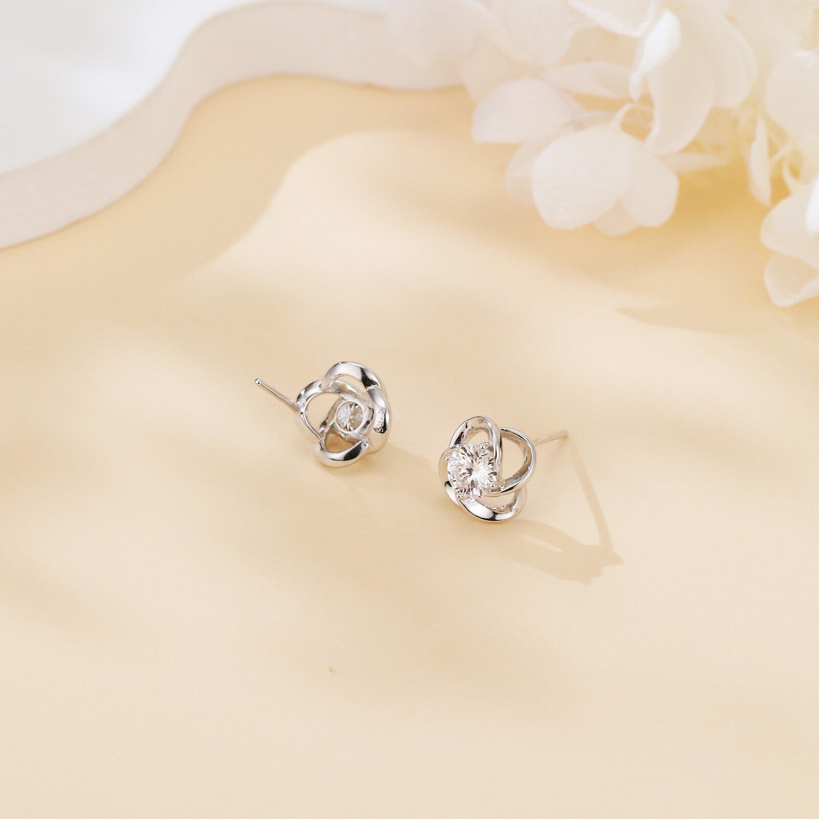 Elegant Floral Moissanite Stud Earrings
