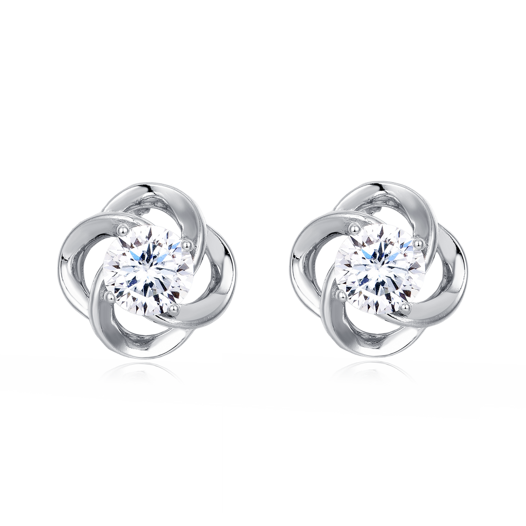 Sterling Silver Floral Moissanite Stud Earrings