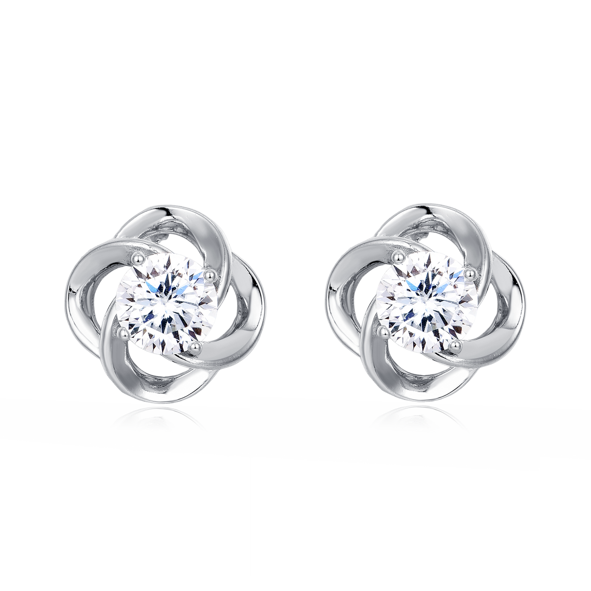 Sterling Silver Floral Moissanite Stud Earrings