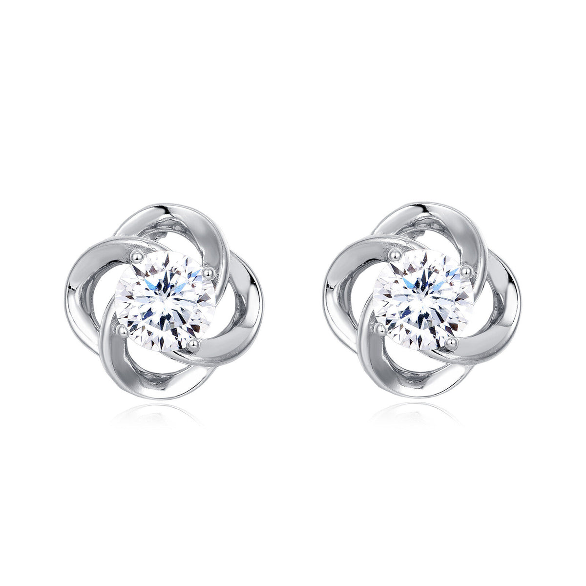 Sterling Silver Floral Moissanite Stud Earrings