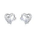 Elegant Heart-Shaped Zircon Accent Stud Earrings