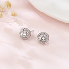 Sterling Silver Floral Moissanite Stud Earrings