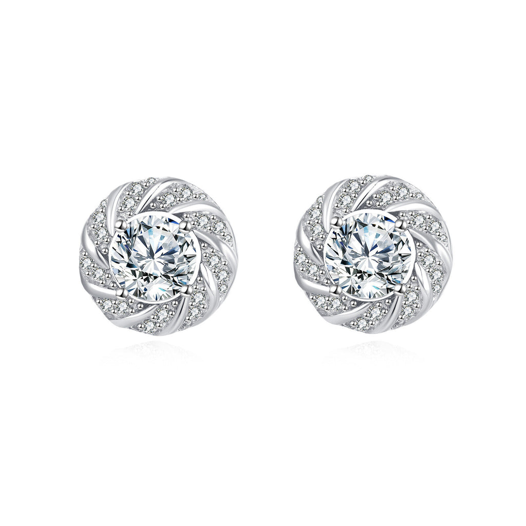 Sterling Silver Floral Moissanite Stud Earrings