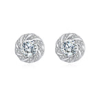 Sterling Silver Floral Moissanite Stud Earrings