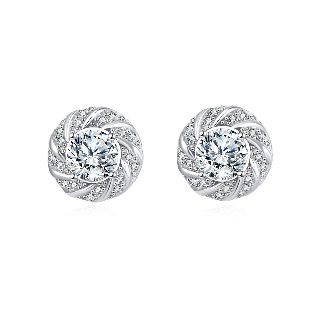 Sterling Silver Floral Moissanite Stud Earrings