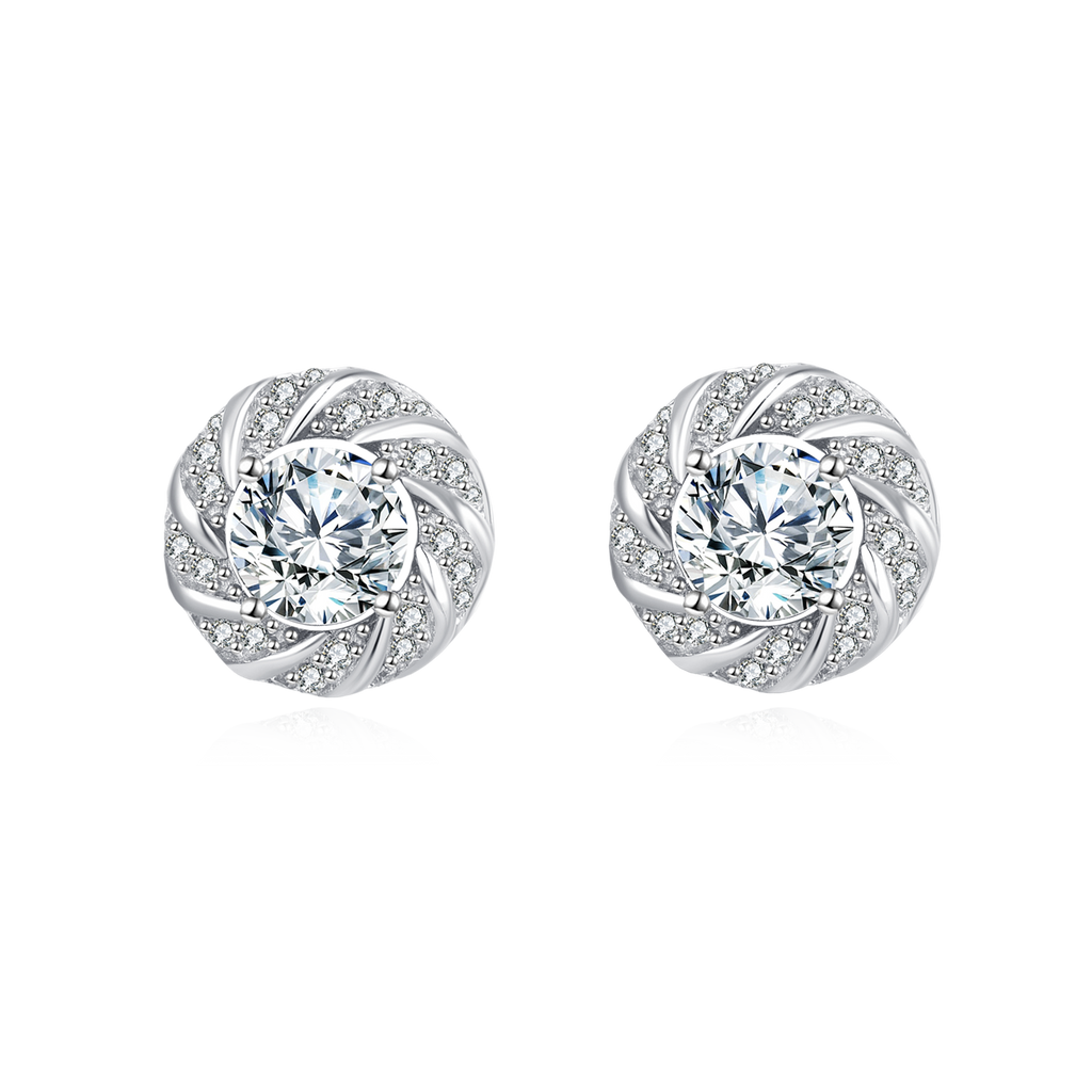 Sterling Silver Floral Moissanite Stud Earrings