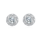 Sterling Silver Floral Moissanite Stud Earrings