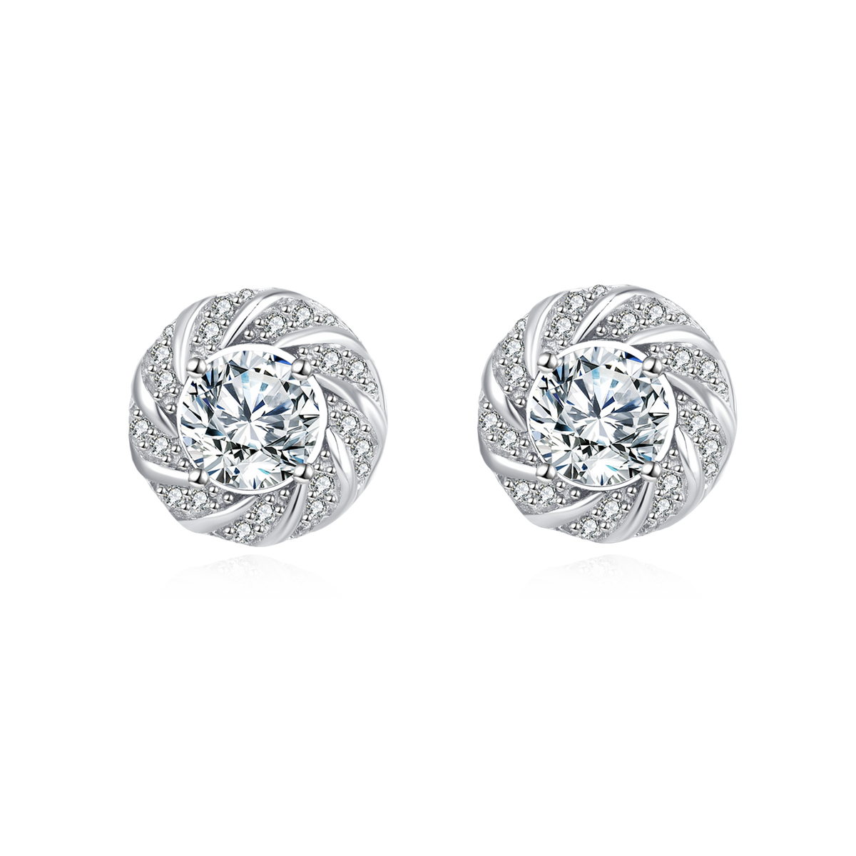 Sterling Silver Floral Moissanite Stud Earrings