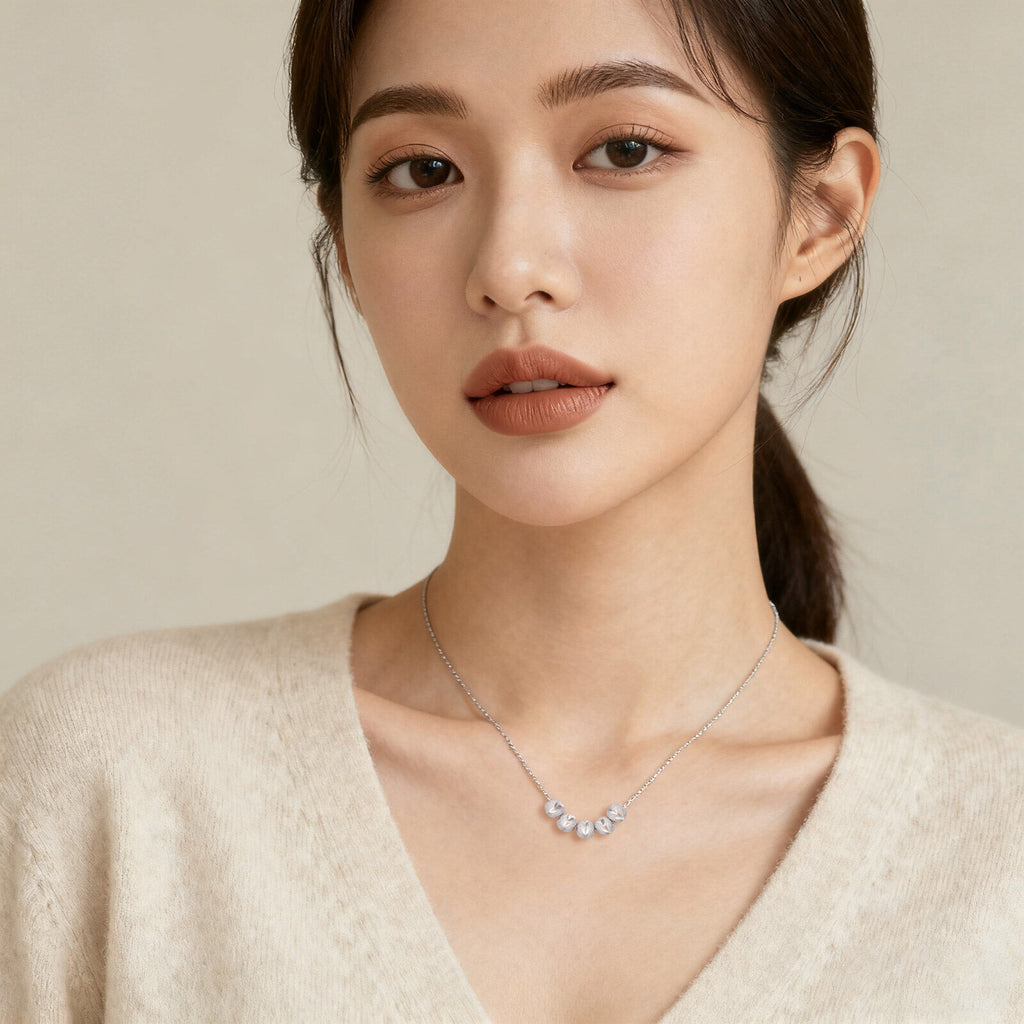 Zircon-Encrusted Heart Pendant Necklace